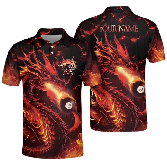 Custom Dragon 8 Ball Billiard Polo Shirt Mens, Custom Dragon Billiard Team Shirts BIZ0242