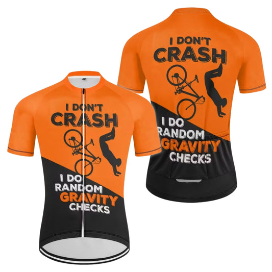 I Don't Crash I Do Random Gravity Checks Cycling Short Sleeve Jersey Men, Funny Cycling Jerseys For Mens CZ0065