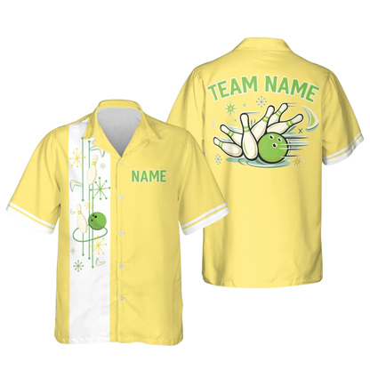Custom Retro Pink Bowling Hawaiian Shirt For Men Women, Custom Retro Bowling Team Shirts BE0184