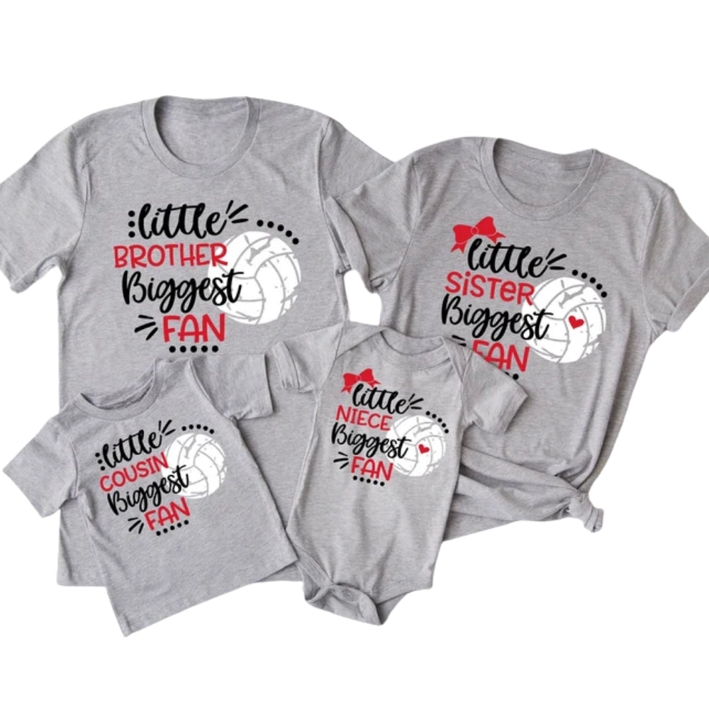 Custom Little Biggest Fan Volleyball Matching Family T Shirts, Custom Family Volleyball Shirts For Game Day ET0671