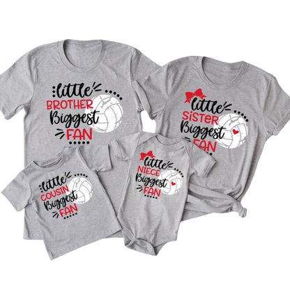 Custom Little Biggest Fan Volleyball Matching Family T Shirts, Custom Family Volleyball Shirts For Game Day ET0671