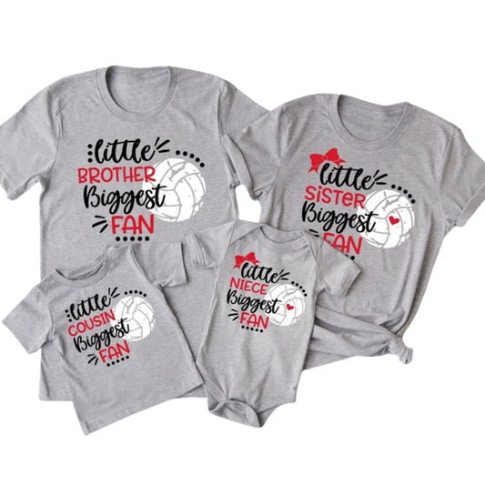 Custom Little Biggest Fan Volleyball Matching Family T Shirts, Custom Family Volleyball Shirts For Game Day ET0671