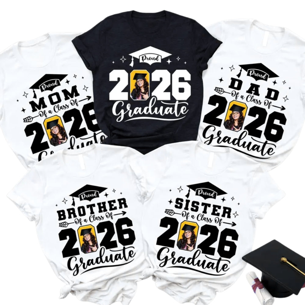 Custom Photo Proud Graduate Matching Family T Shirts, Personalized Graduation Shirts For Family ET0076
