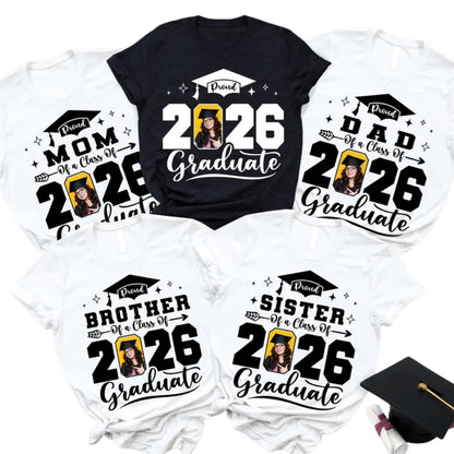 Custom Photo Proud Graduate Matching Family T Shirts, Personalized Graduation Shirts For Family ET0076