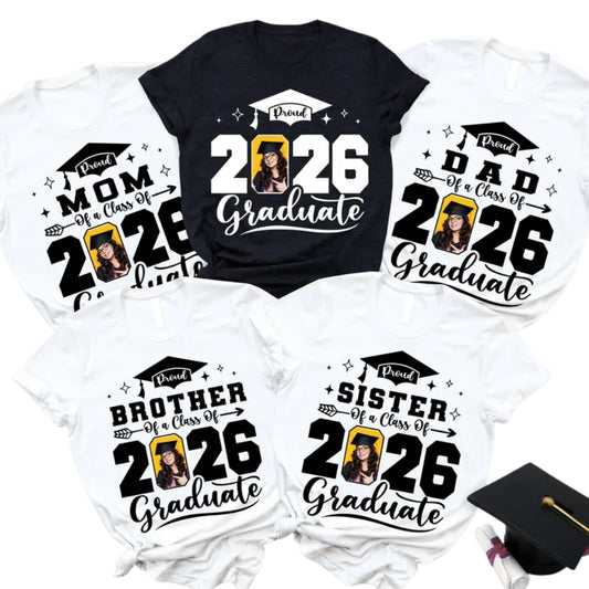 Custom Photo Proud Graduate Matching Family T Shirts, Personalized Graduation Shirts For Family ET0076