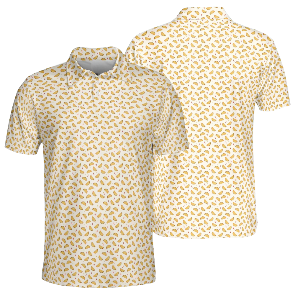 Men's Taco Yellow Golf Polo Shirt, Taco Lover Golf Shirts GE0510