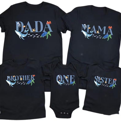 Custom Ocean Animal First Birthday Matching Family Shirt, Custom 1st Birthday Family Shirts ET0235