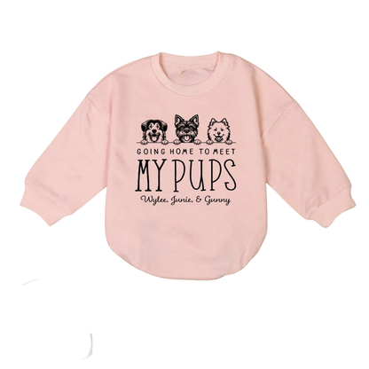 Going Home To Meet My Pups Custom Dog Baby Romper Sweater, Custom Dog Lover Baby Romper Sweatshirt BB0222