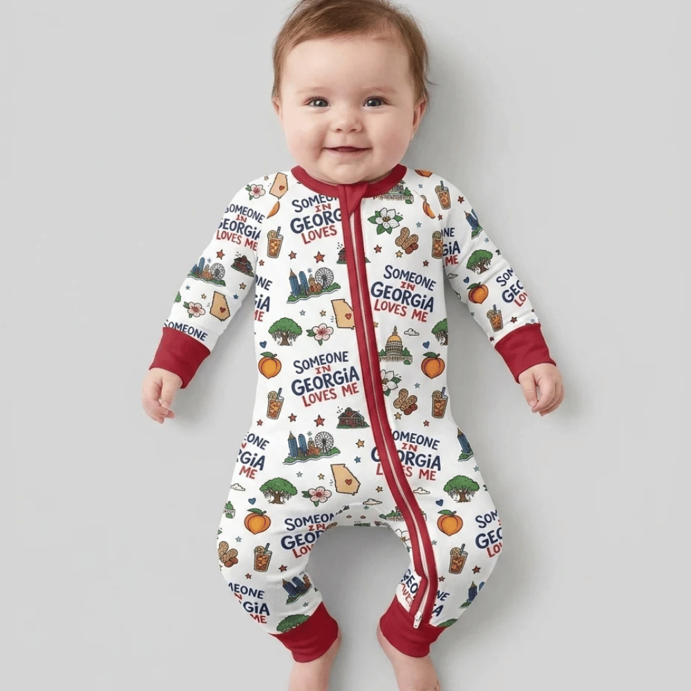 Someone in Georgia Loves Me Baby Convertible Zippy Romper, Georgia Pride Baby Romper Convertible BB0985