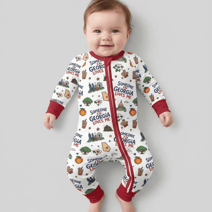 Someone in Georgia Loves Me Baby Convertible Zippy Romper, Georgia Pride Baby Romper Convertible BB0985