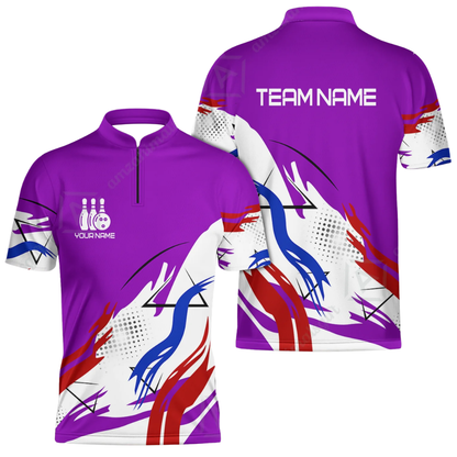 Custom Team White And Red Bowling Jersey Mens, Custom Bowling Shirts BZ0567