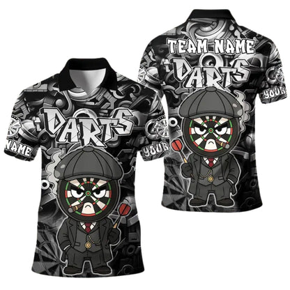 Custom Dartboard Graffiti Dart Polo Shirt For Men Red, Custom Graffiti Darts Team Shirts DE0100