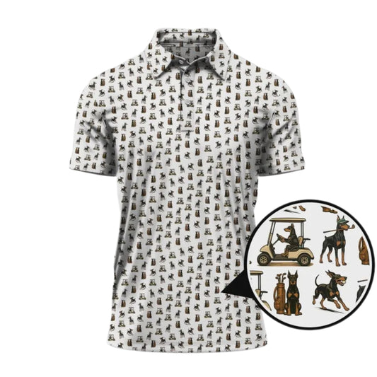 Doberman Golf Polo Shirt For Mens, Doberman Dog Golf Shirts GE0264