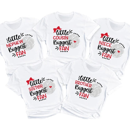 Custom Little Biggest Fan Volleyball Matching Family T Shirts, Custom Family Volleyball Shirts For Game Day ET0671