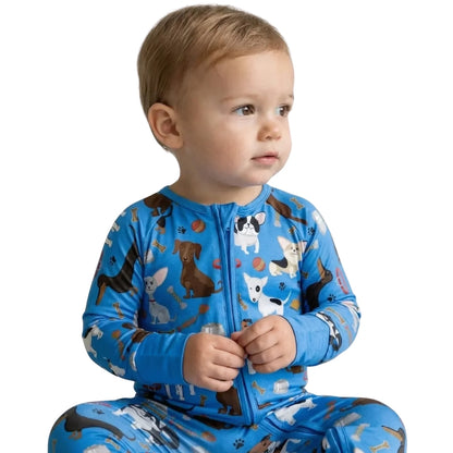 Dog Lover Blue Baby Convertible Zippy Romper, Dog Baby Romper Convertible BB0660