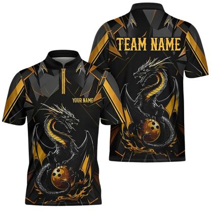 Custom Mens Dragon Bowling Jersey Black ANd Purple, Custom Dragon Bowling Team Shirts BZ0496