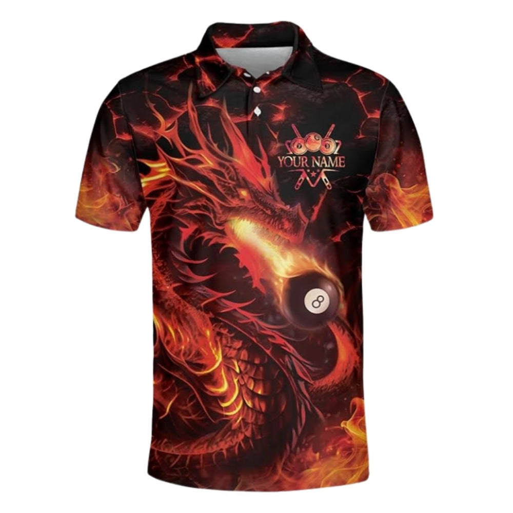 Custom Dragon 8 Ball Billiard Polo Shirt Mens, Custom Dragon Billiard Team Shirts BIZ0242