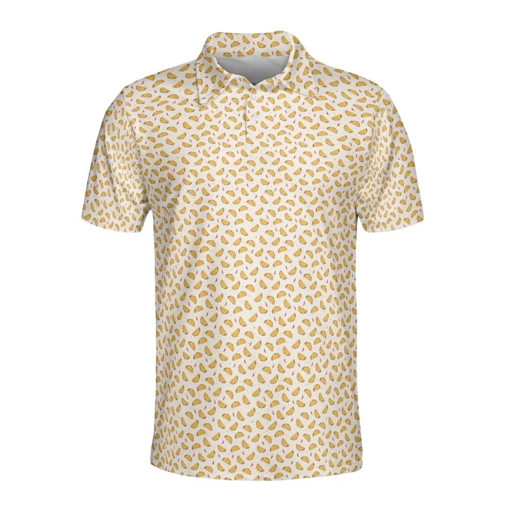Men's Taco Yellow Golf Polo Shirt, Taco Lover Golf Shirts GE0510