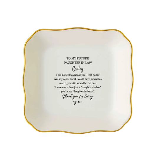 Personalized To My Future Daughter In Law Ring Dish, Custom Daughter In Law Wedding Jewelry Dish WD0126