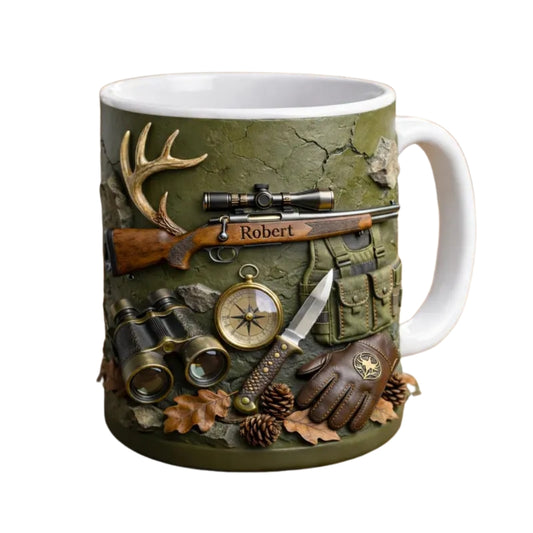 Personalized Hunting Lover Coffee Mug, Custom Hunting 3D Printed Mugs ET0120