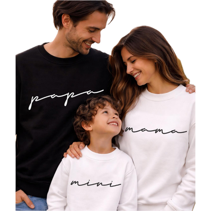 Papa Mama Mini Matching Sweatshirt, Family Sweatshirt Matching Minimalist ET1492