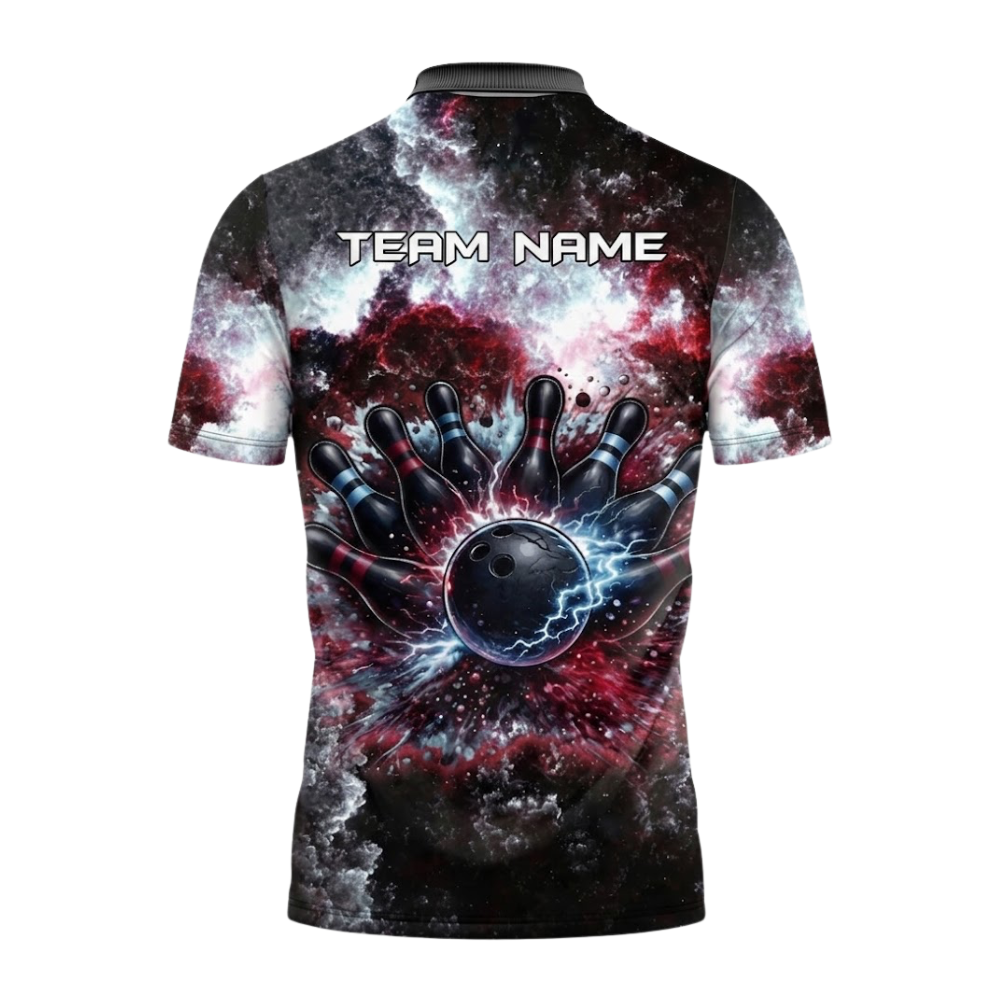 Custom Team Thunder Smoke Red Bowling Polo Shirt Men, Custom Bowling Shirt BZ0798