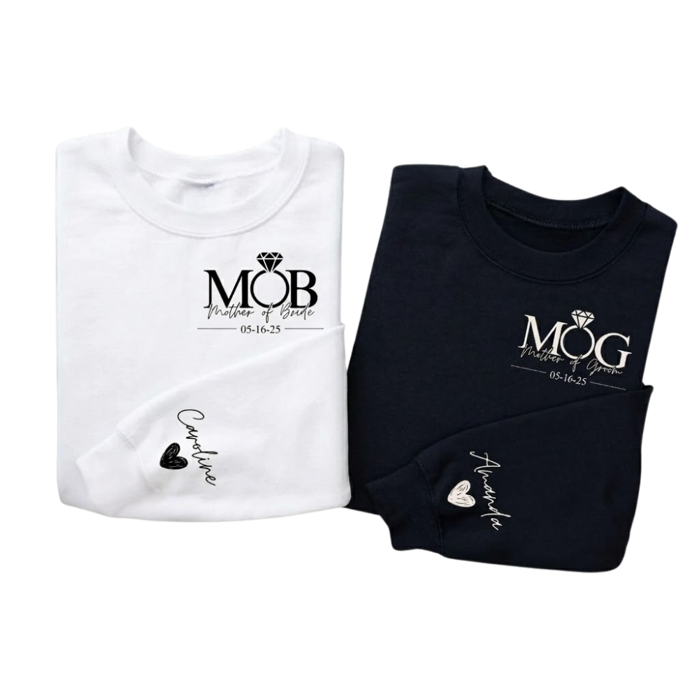 Mother Of Bride Mother Of Groom Personalized Matching Wedding Sweatshirts, Custom MOB MOG Sweatshirts ET1299