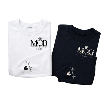 Mother Of Bride Mother Of Groom Personalized Matching Wedding Sweatshirts, Custom MOB MOG Sweatshirts ET1299