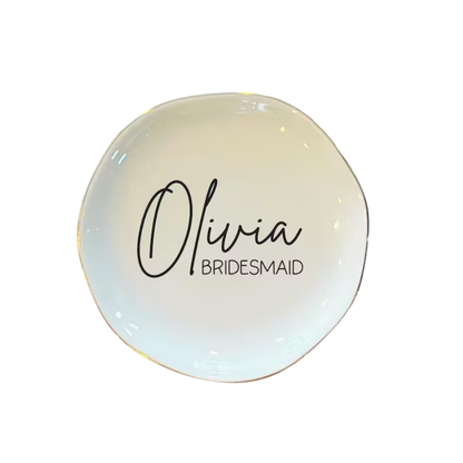 Custom Name Maid Of Honor Wedding Jewelry Dish, Custom Ring Dish For Bridesmaid WD0501