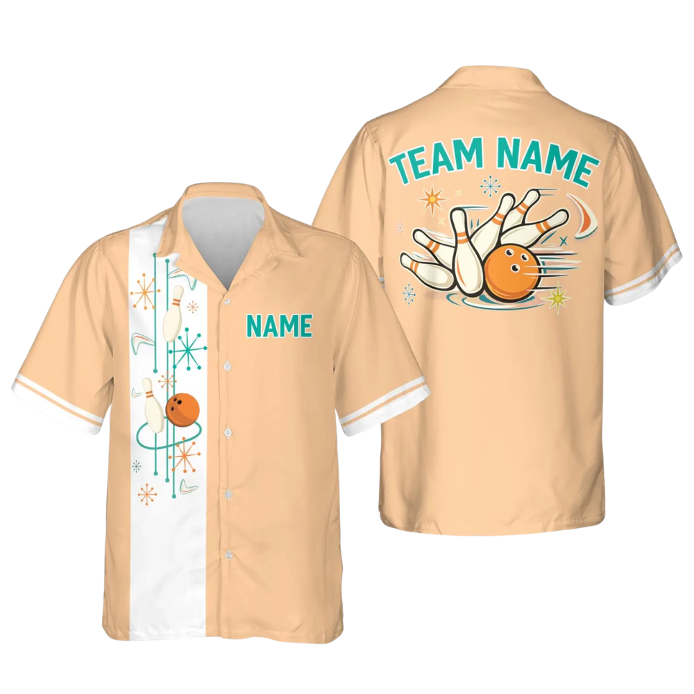 Custom Retro Pink Bowling Hawaiian Shirt For Men Women, Custom Retro Bowling Team Shirts BE0184