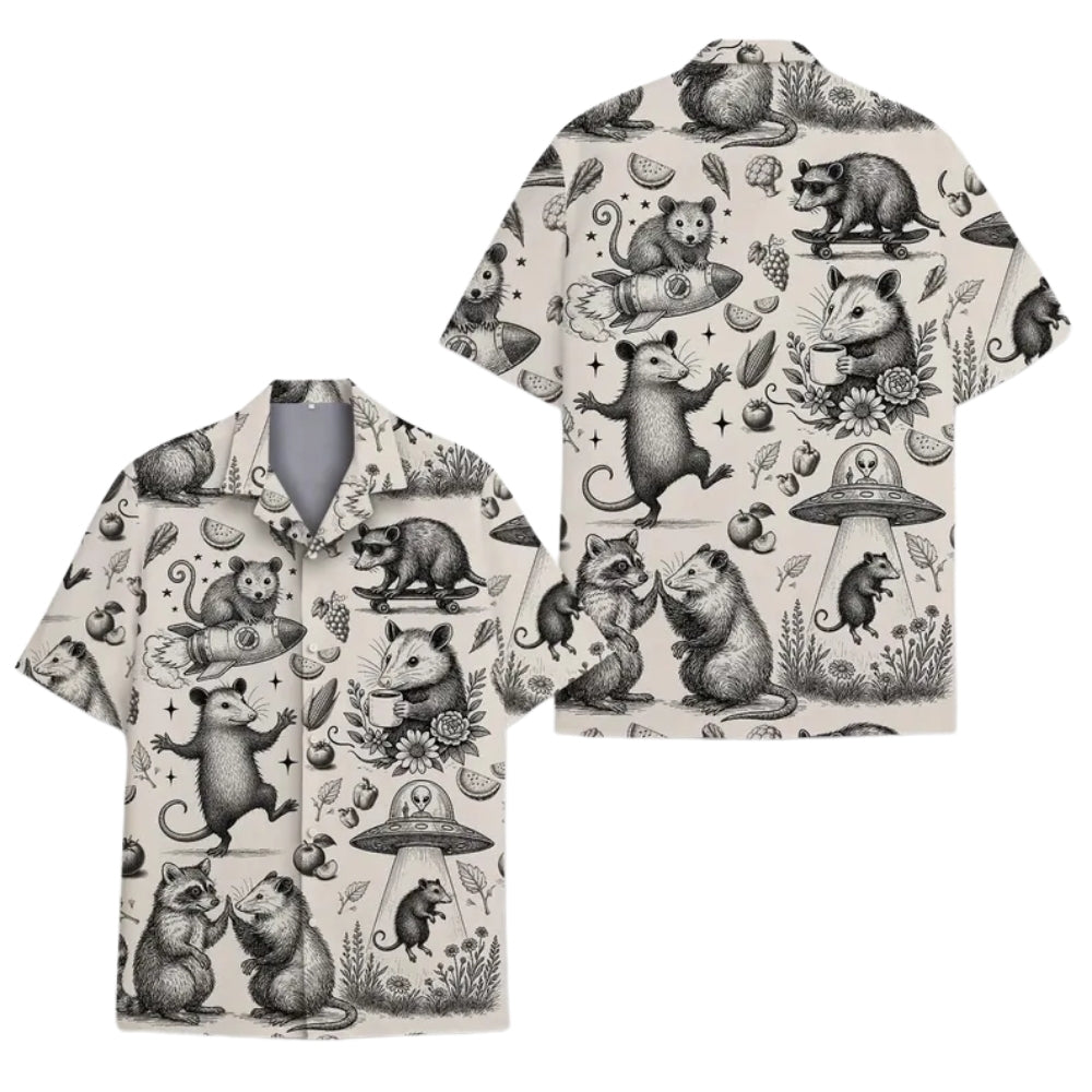 Vintage Opossum UFO Hawaiian Shirt Men And Women, Opossum Hawaiian Shirts HE0016