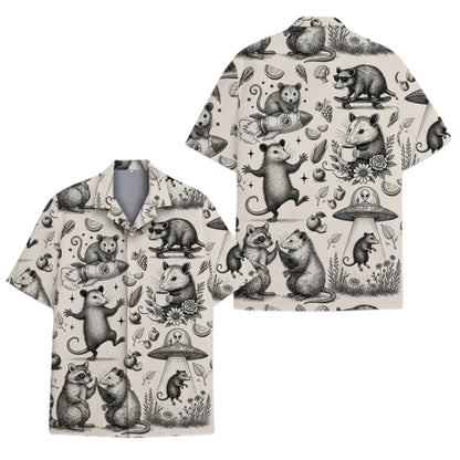 Vintage Opossum UFO Hawaiian Shirt Men And Women, Opossum Hawaiian Shirts HE0016