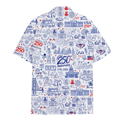 250th Anniversary America Blue White Hawaiian Shirt Men Women, 4th Of July Hawaiian Shirts HE0278