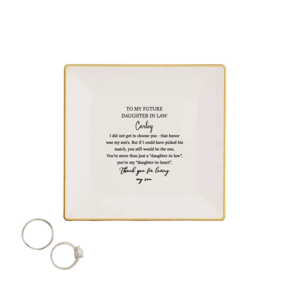 Personalized To My Future Daughter In Law Ring Dish, Custom Daughter In Law Wedding Jewelry Dish WD0126