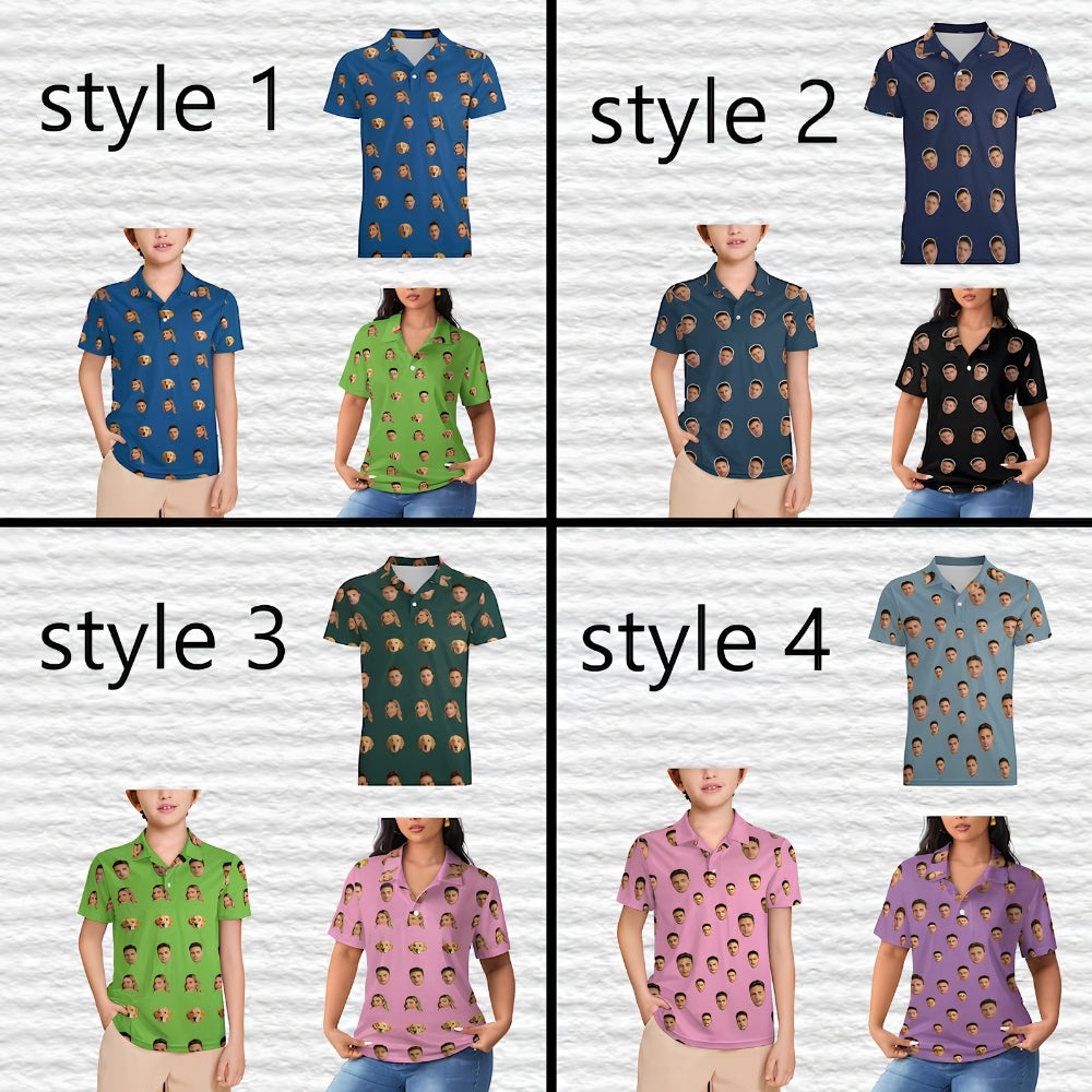 Men's Custom Face Golf Polo Shirts, Custom Photo Golf Shirts GE0395