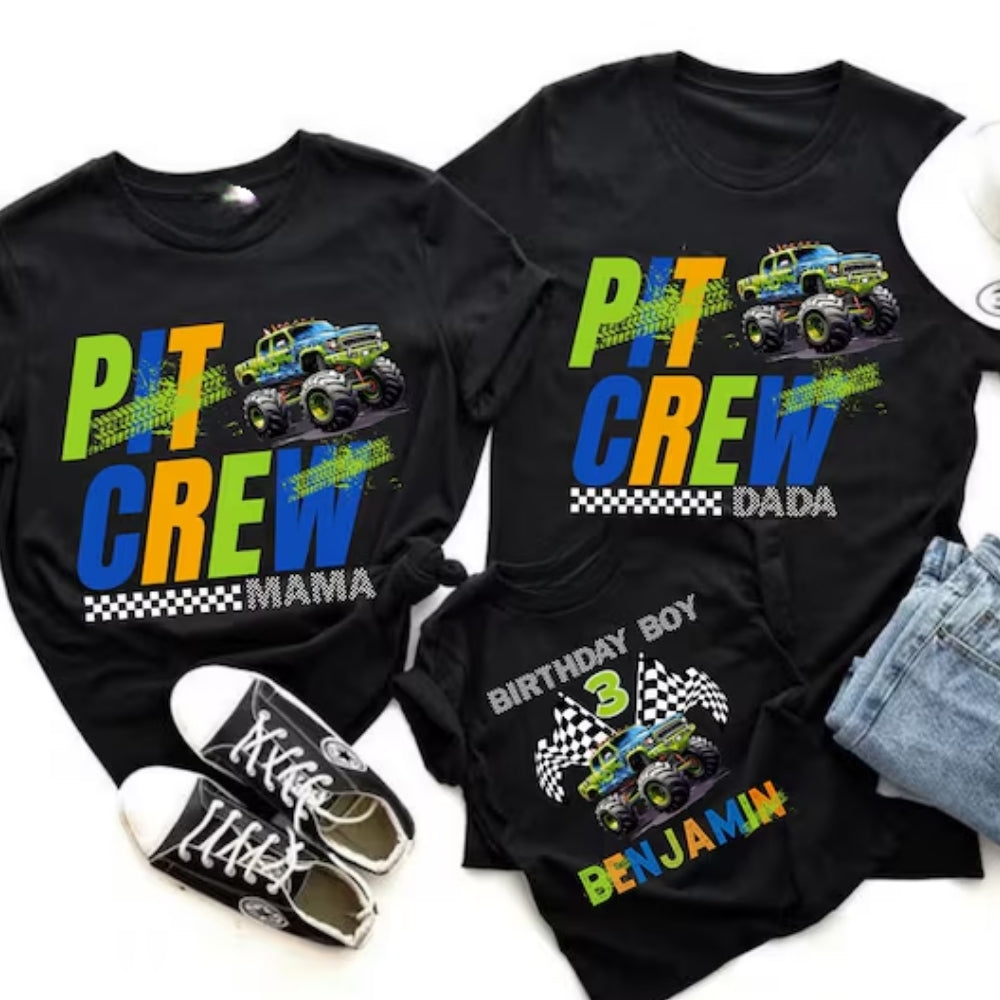 Pit Crew Custom Race Car Birthday Boy Matching Family T-Shirts, Custom Birthday Family Shirts ET0236
