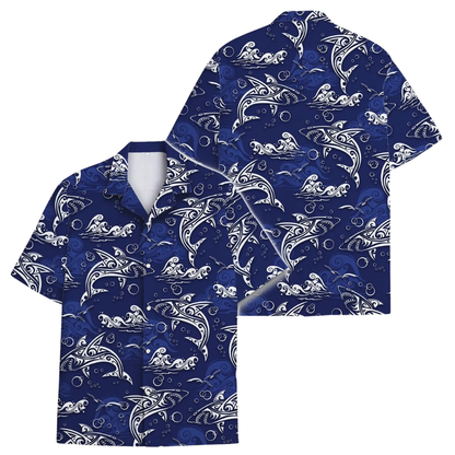 Men's Shark Blue Hawaiian Shirt, Shark Hawaiian Shirts HE0279