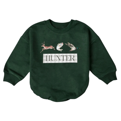 Deer Duck Fish Hunter Baby Romper Sweatshirt, Baby Hunting Romper Sweatshirt BB0121