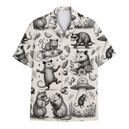 Vintage Opossum UFO Hawaiian Shirt Men And Women, Opossum Hawaiian Shirts HE0016