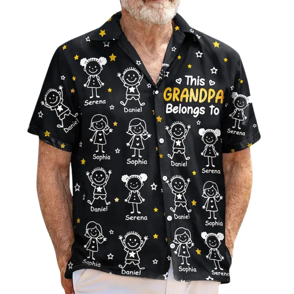 This Grandpa Belongs To Custom Kid Names Hawaiian Shirt For Men, Custom Father Day Hawaiian Shirt For Dad Grandpa HE0129