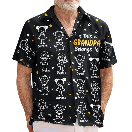 This Grandpa Belongs To Custom Kid Names Hawaiian Shirt For Men, Custom Father Day Hawaiian Shirt For Dad Grandpa HE0129