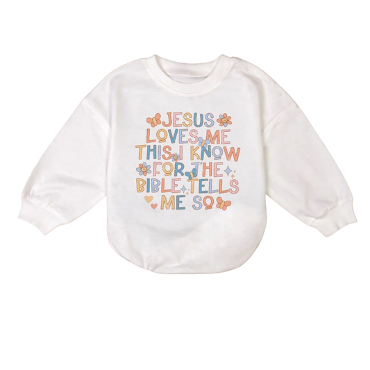Jesus Loves Me This I Know For The Bible Tells Me So Baby Romper Sweatshirt, Christian Baby Romper Sweatshirt BB0223