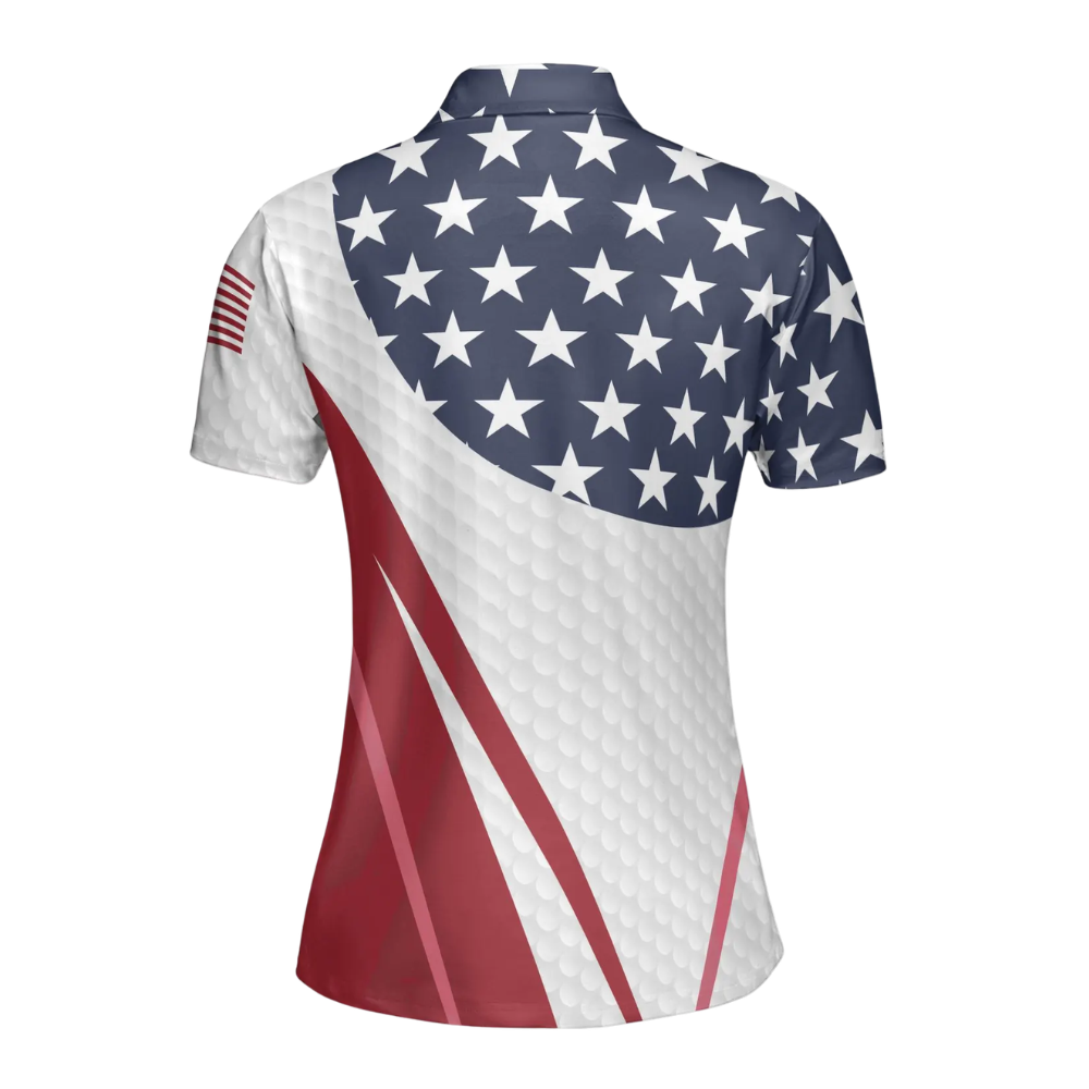 Red White And Blue American Flag Women's Custom Golf Polo Shirt, Custom Patriotic 4th Of July Golf Shirt For Ladies GE0453