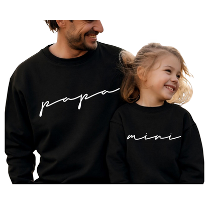 Papa Mama Mini Matching Sweatshirt, Family Sweatshirt Matching Minimalist ET1492