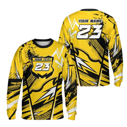 Custom Grunge Red Racing Dirt Bike Long Sleeve For Men, Custom Number Dirt Bike Jerseys ME0032