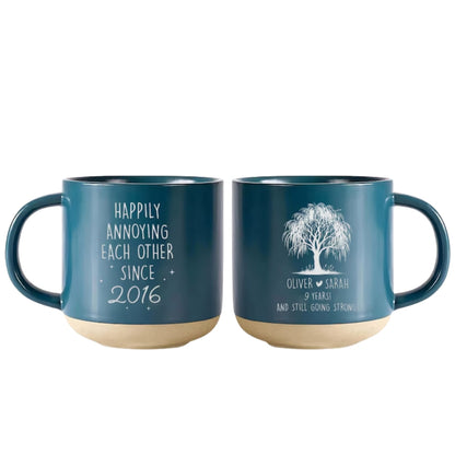 Custom 9th Wedding Anniversary Willow Pottery Mug, Custom 9th Anniversary Mug WD0065