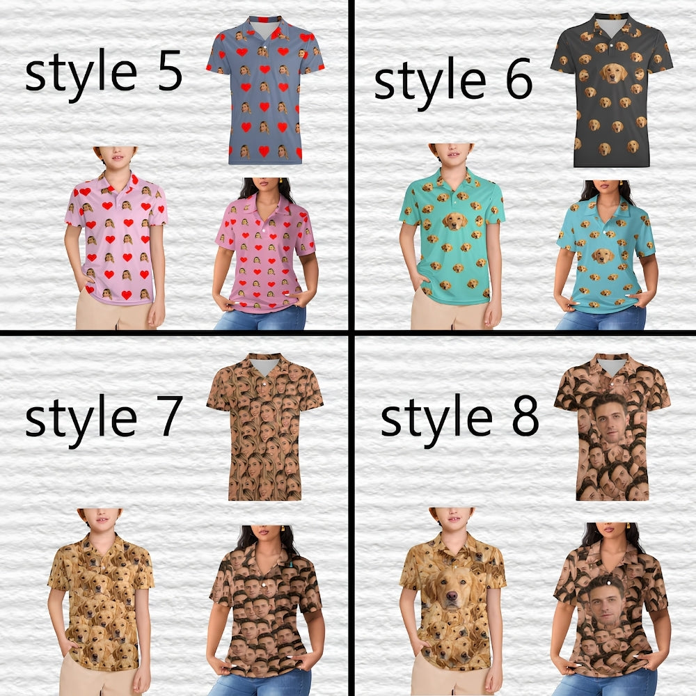 Men's Custom Face Golf Polo Shirts, Custom Photo Golf Shirts GE0395