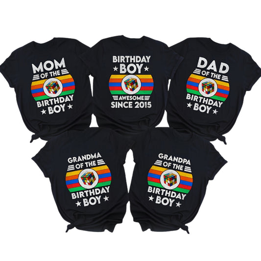 Custom Rubik Birthday Boy Matching Family T Shirt, Custom Rubik Birthday Shirts For Family ET0673