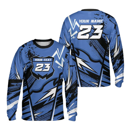 Custom Grunge Red Racing Dirt Bike Long Sleeve For Men, Custom Number Dirt Bike Jerseys ME0032