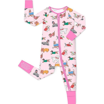 Dog Puppy Pink Baby Romper Convertible Zippy, Dog Pets Baby Convertible Romper BB0379